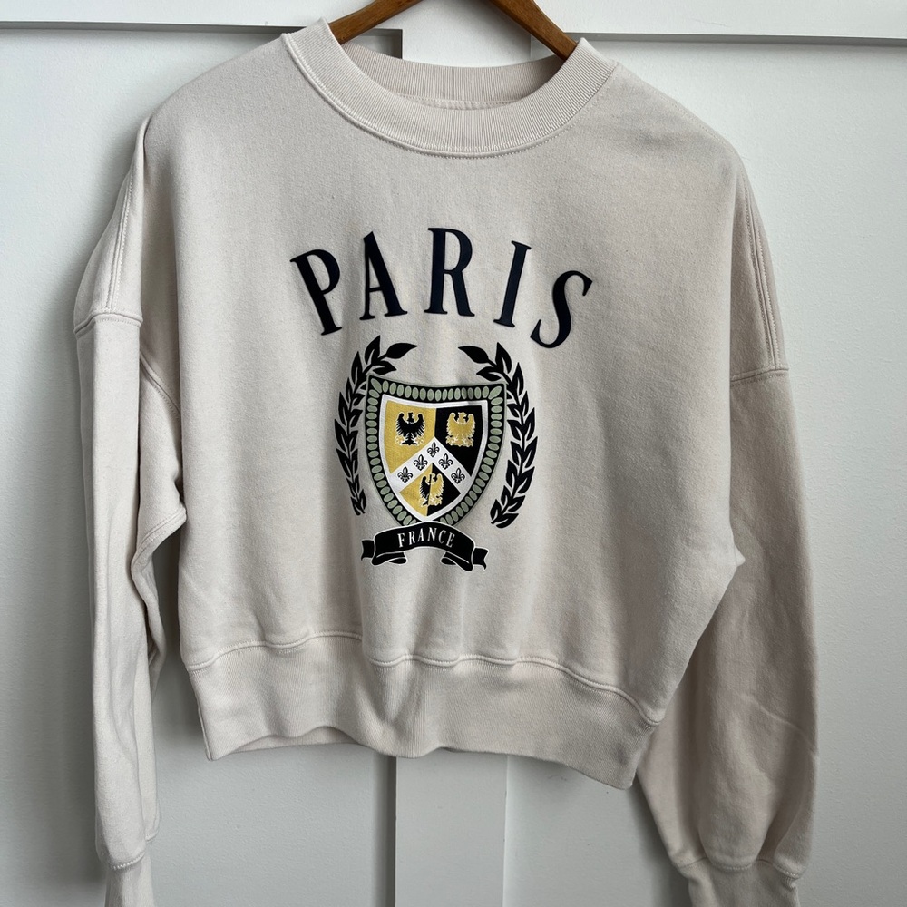 Abercrombie & Fitch Cream Paris Crest Sweatshirt